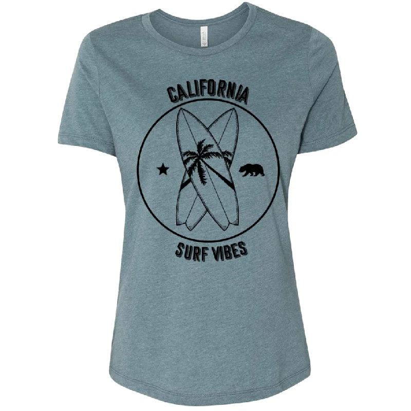 Surf Vibes Black Print Women's Relaxed Jersey Tee Business Jersey Tee