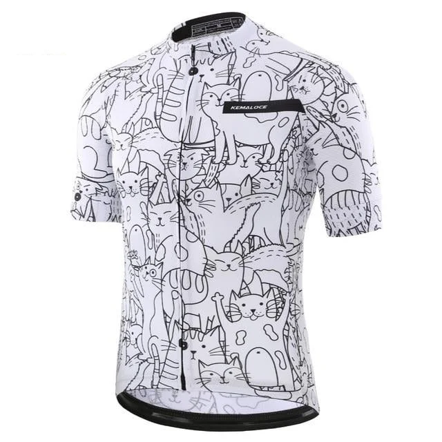 Unisex White Cat Cycling Jersey Seasonal Jersey Tee