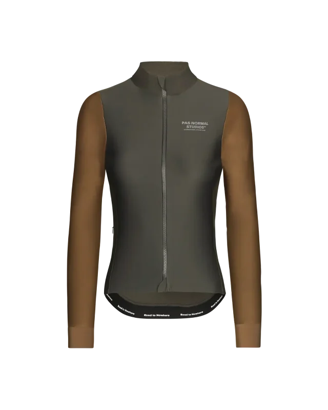 Women's Mechanism Thermal Long Sleeve Jersey - Dark Olive / Army Brown Recycled Jersey Tee